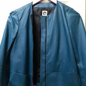Anne Klein Teal Leather Jacket 🧥